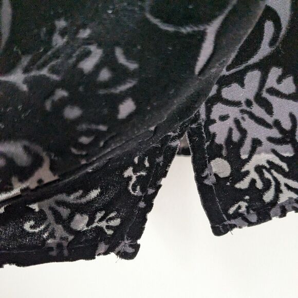 Vtg Lauren Ralph Lauren Velvet Top L Black Shirt Silk Sheer Button Whimsigoth - Picture 6 of 10
